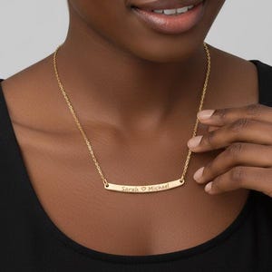 Personalisierte Name Halskette, 14K Vergoldete Bar Halskette für Sie, Kinder Namen Gravur Tags, Geschenk für Mutter, Geburtstagsgeschenk, Benutzerdefinierte Bar Halskette