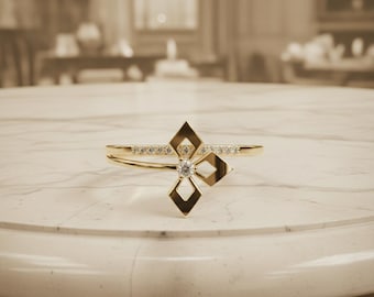 Geometric CZ Diamond Ring  Unique Designer Women’s Jewelry | Dainty Minimalist Gift for Her
