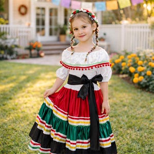 Mexican Red Green White Dress - Etsy