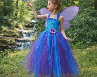 Feen-Tütü Kleid mit Flügeln, Tüll Prinzessin Party Outfit