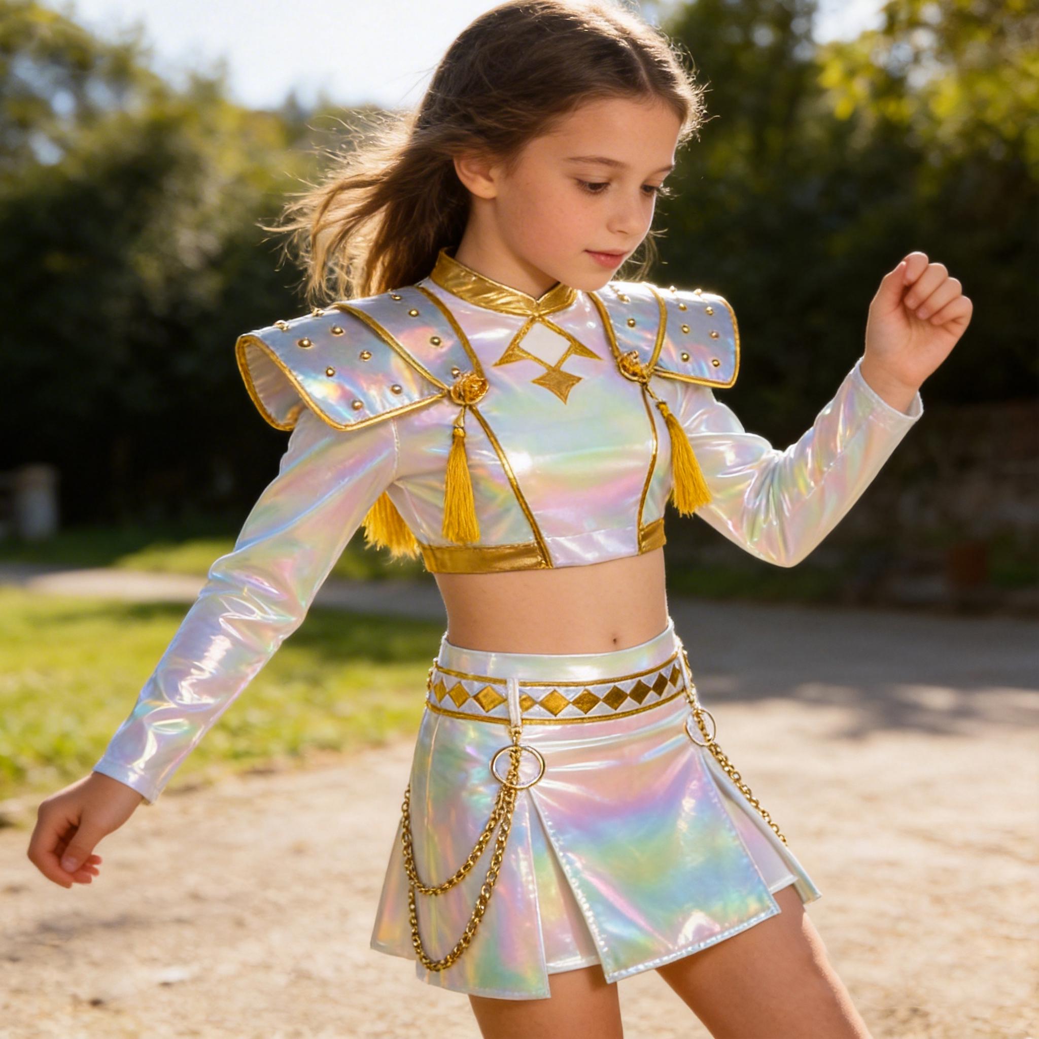 Zoey Huntrix is here to slay – in gold, white, and full power. Turn heads this Halloween with the Zoey Huntrix K-Pop Demon Hunters Costume – a dazzling fusion of K-pop