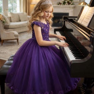 Rose Tulle Flower Girl Dress, Sequined Dress, Priness Fairy Party Garment, Afternoon Tea Party, Fancy Costume, Birthday Gift for Kids