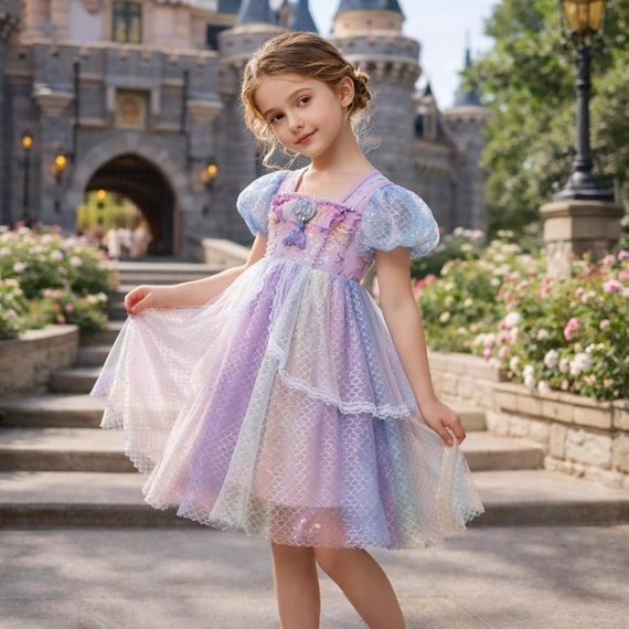led princess dress Girls Purple Tulle Princess Dress with LED Lights, Fairy Party Costume