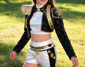 Jägardräktset för barn, Rumi, Mira och Zoey cosplay-outfit, svartguld scenoutfit för flickor, KP Idol-kläder