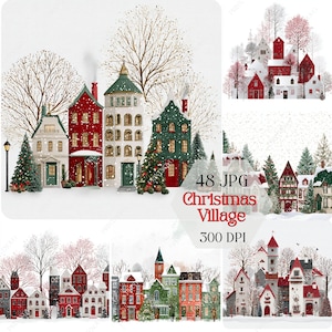 Julby Clipart, vinterscen utskrivbara JPG-filer