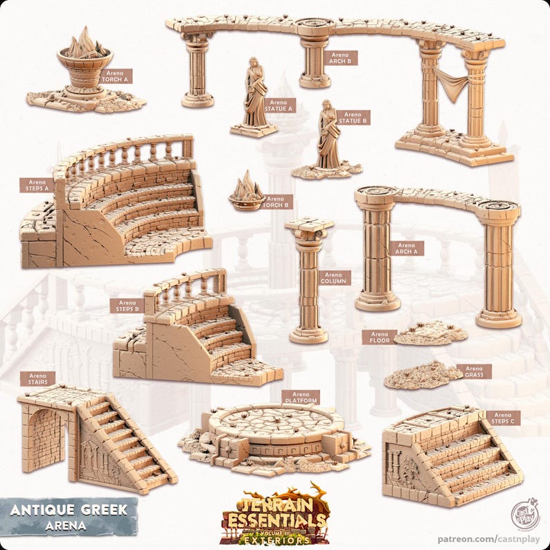 Filets Miniatures 3D Miniatures - STL Files - Modular Terrain - Antique Greek City - Etsy