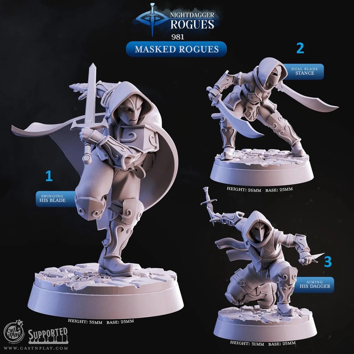 Filets Miniatures 3D Miniatures - STL Files - Nightdagger Rogues - Etsy