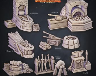 3D Miniaturen - STL-bestanden - Interieurdecor - Smederijset