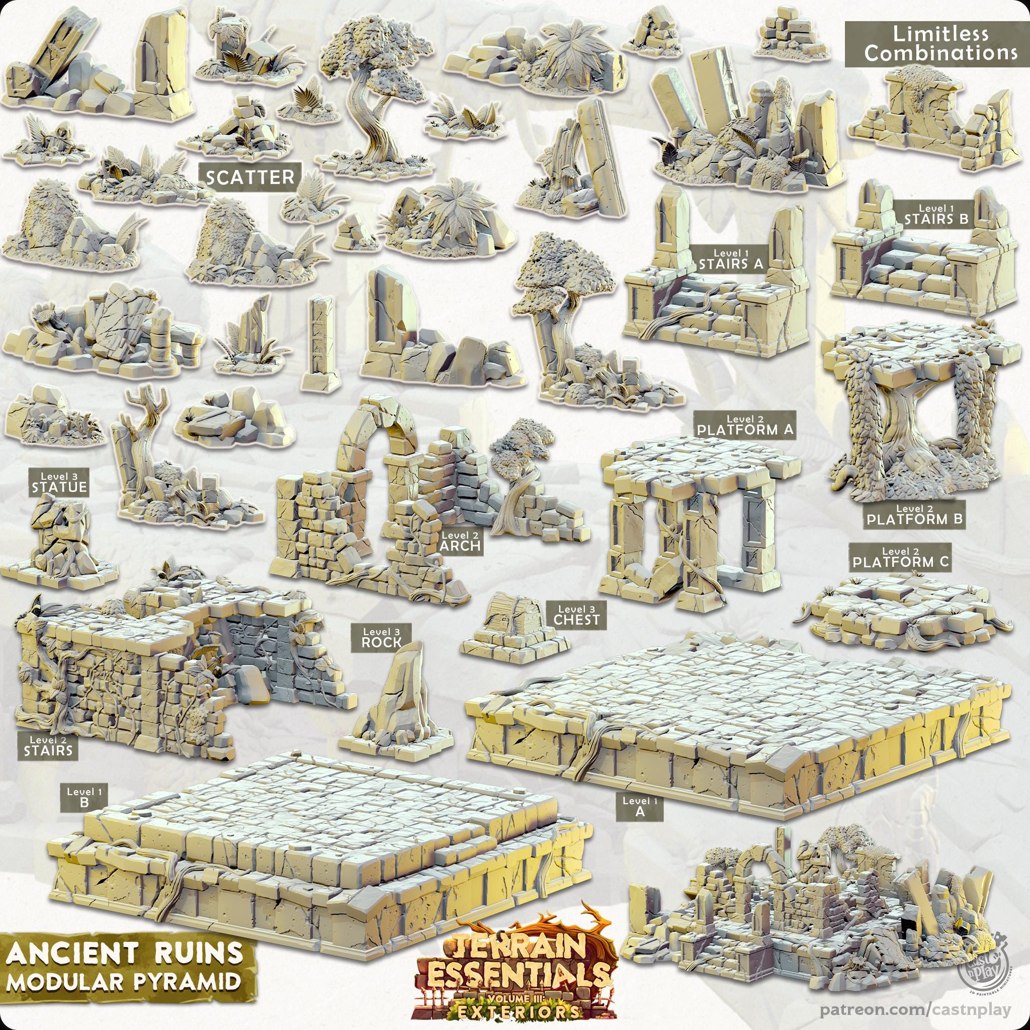 Filets Miniatures 3D Miniatures - STL Files - Modular Terrain - Ancient Ruins - Etsy