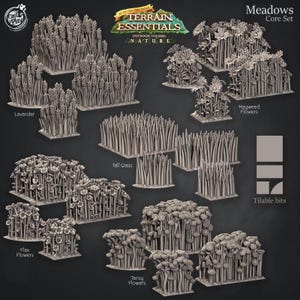 3D-miniatyrer - STL-filer - Set med ängar och landsbygdsterräng