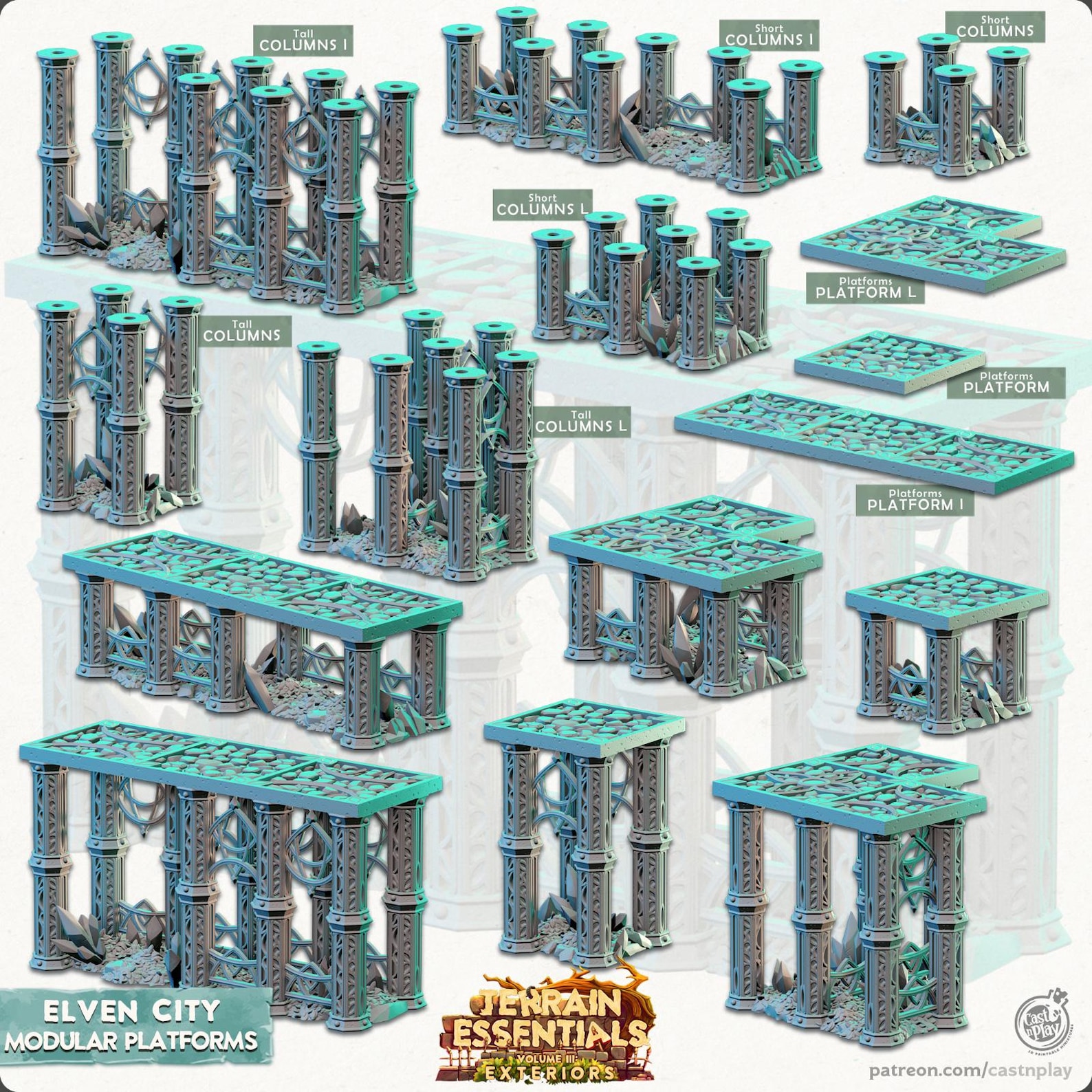 Filets Miniatures 3D Miniatures - STL Files - Modular Terrain - Elven City Set - Etsy