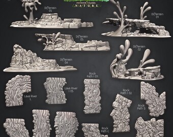 3D Miniatures - STL Files - Volcano Terrain Set