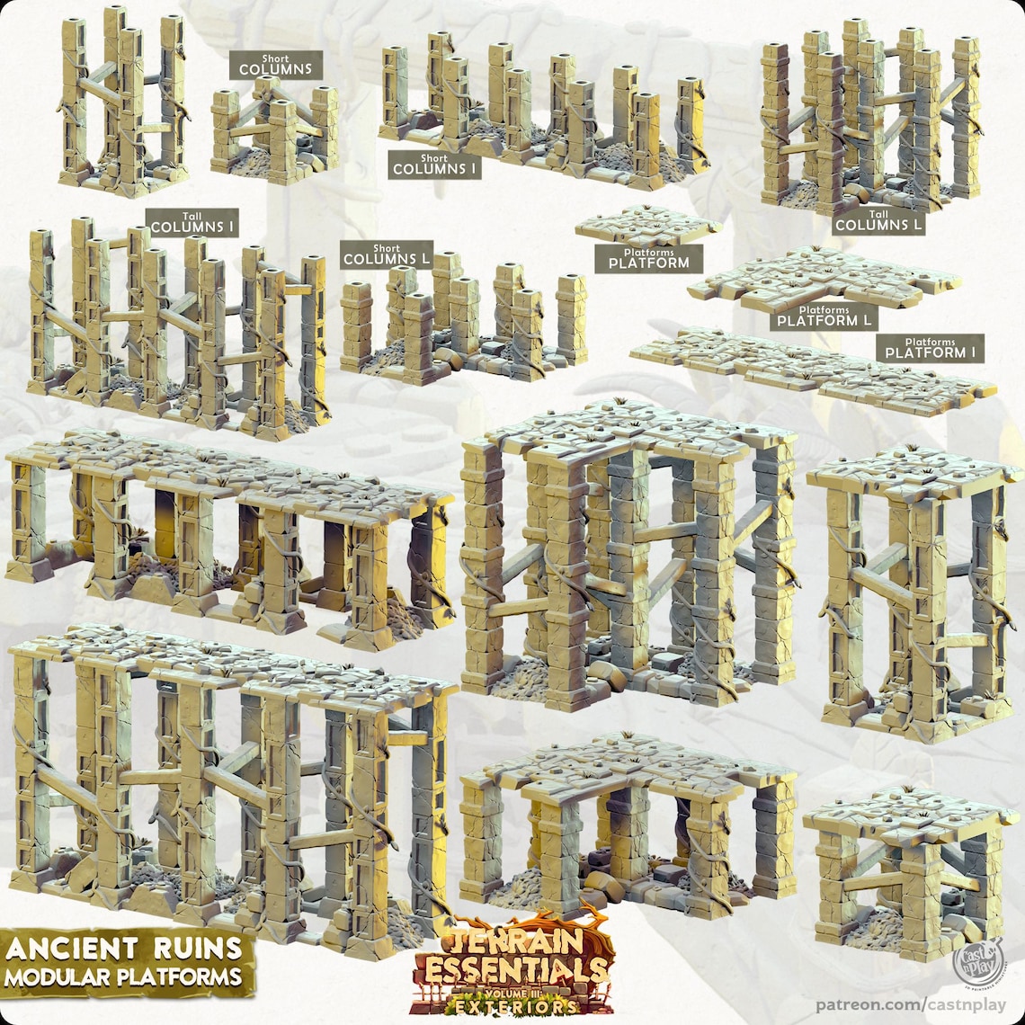 Filets Miniatures 3D Miniatures - STL Files - Modular Terrain - Ancient Ruins - Etsy