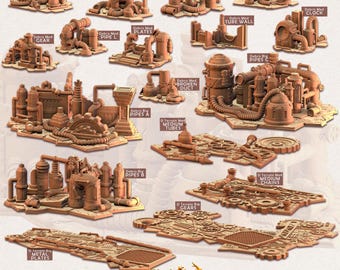 3D Miniatures - STL Files - Modular Terrain - Steampunk City