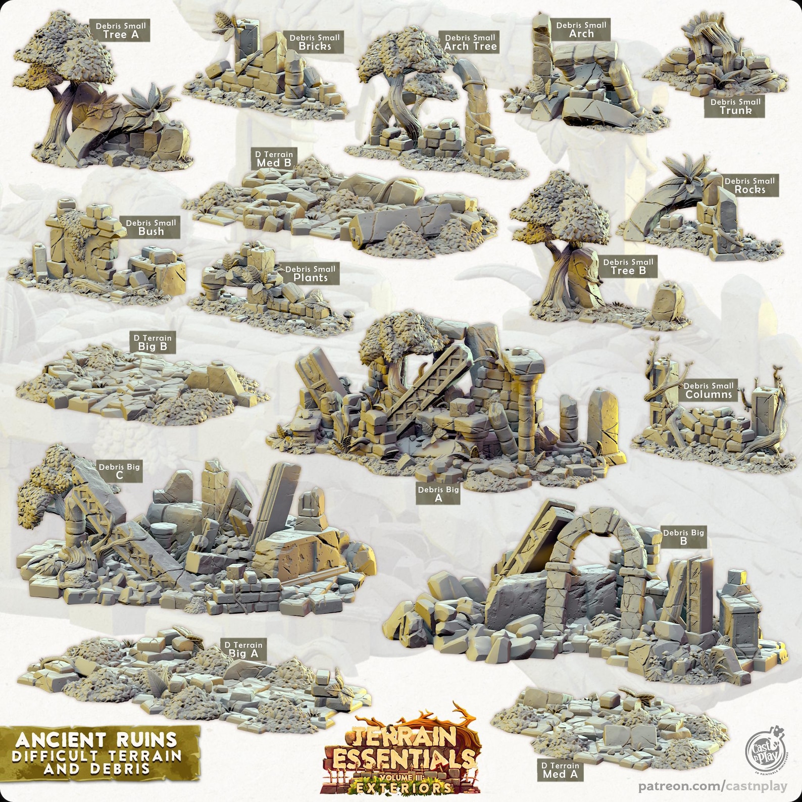 Filets Miniatures 3D Miniatures - STL Files - Modular Terrain - Ancient Ruins - Etsy