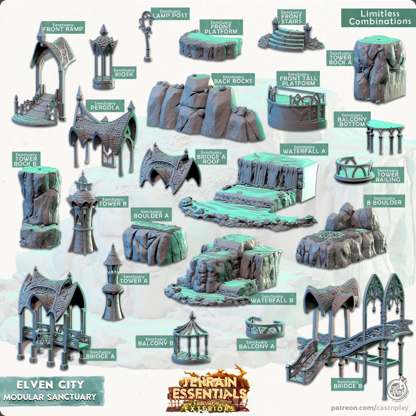 Filets Miniatures 3D Miniatures - STL Files - Modular Terrain - Elven City Set - Etsy