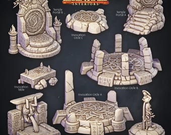 3D Miniatures - STL Files - Interior Scenery - Temple Set