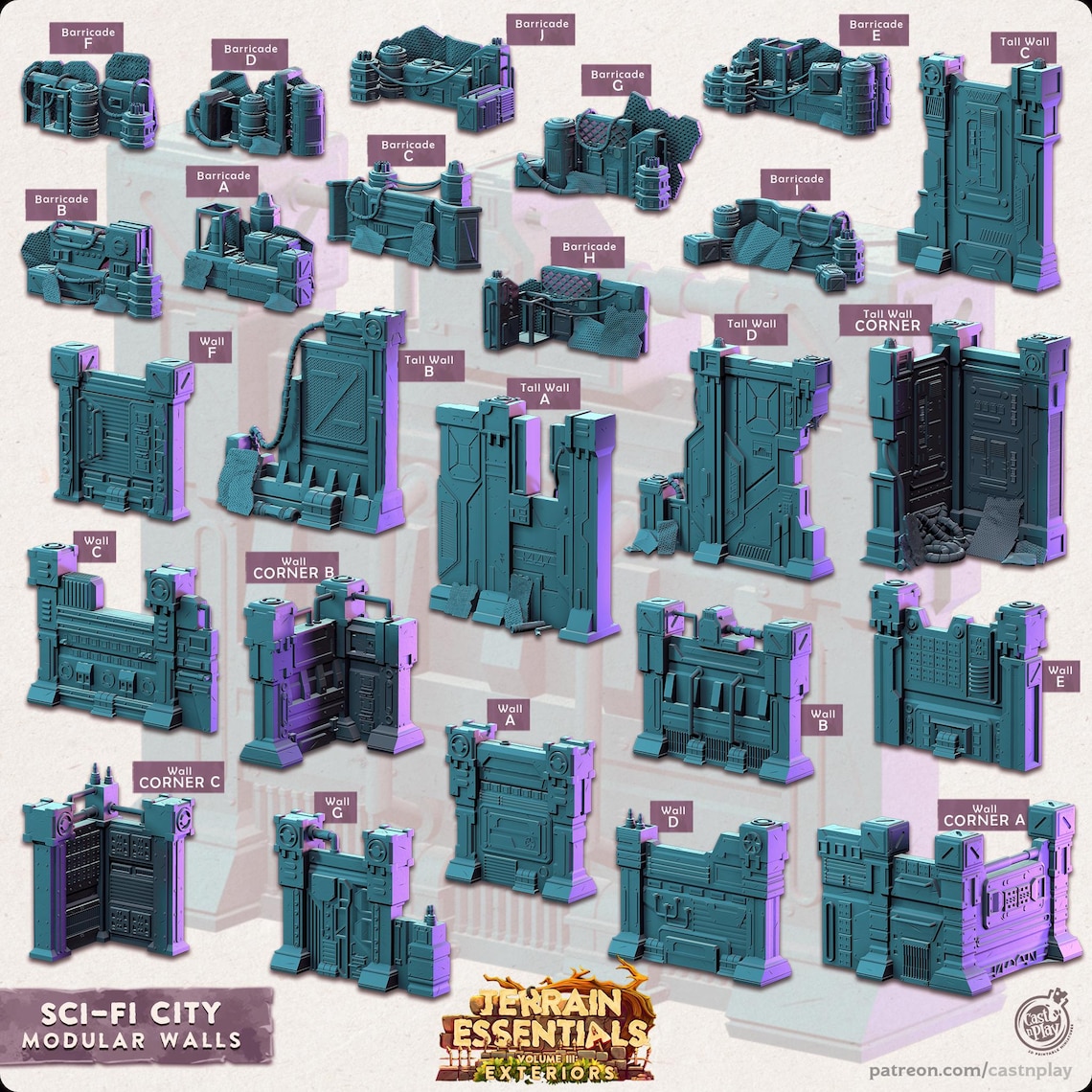 Filets Miniatures 3D Miniatures - STL Files - Modular Terrain - Scifi City - Etsy