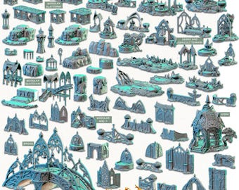 Miniaturas 3D - Archivos STL - Terreno modular - Set de Ciudad Élfica