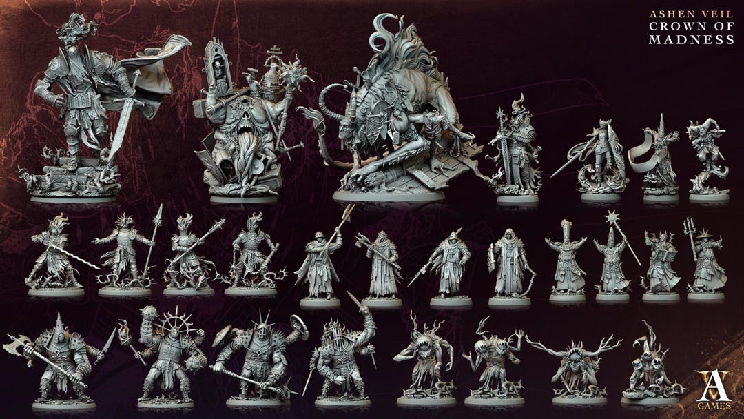 3D Miniatures - STL Files - Ashen Veil - Crown of Madness - Etsy