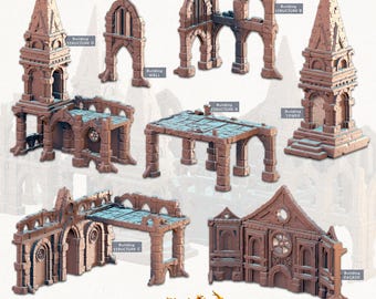 3D Miniatures - STL Files - Modular Terrain - Gothic City