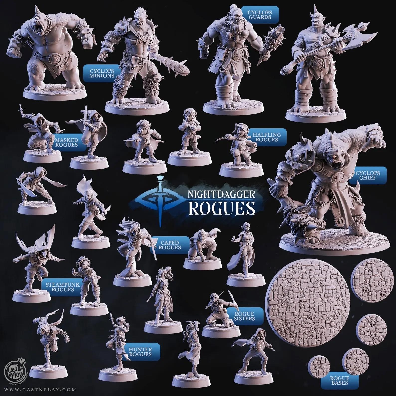 Filets Miniatures 3D Miniatures - STL Files - Nightdagger Rogues - Etsy