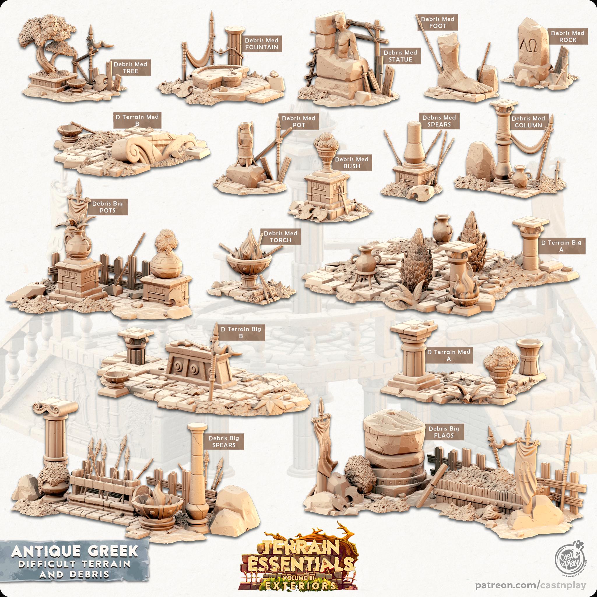 Filets Miniatures 3D Miniatures - STL Files - Modular Terrain - Antique Greek City - Etsy