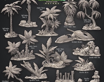 3D Miniatures - STL Files - Beach Terrain Set