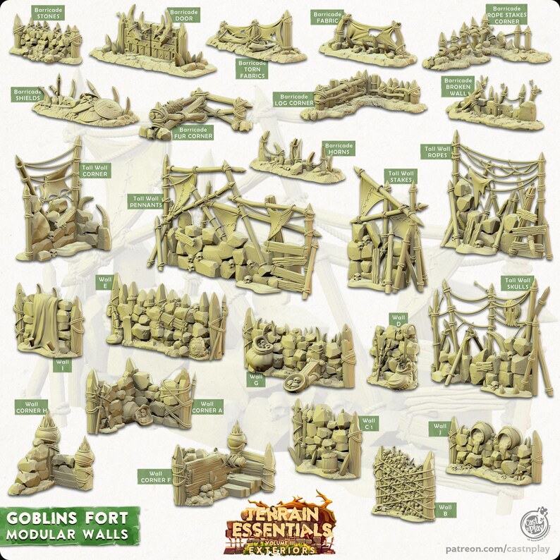 Filets Miniatures 3D Miniatures - STL Files - Modular Terrain - Goblins Fort - Etsy