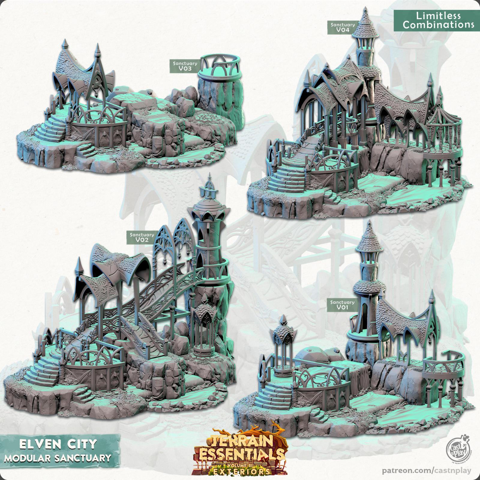 Filets Miniatures 3D Miniatures - STL Files - Modular Terrain - Elven City Set - Etsy