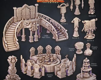 3D Miniatures - STL Files - Interior Scenery - Castle Set