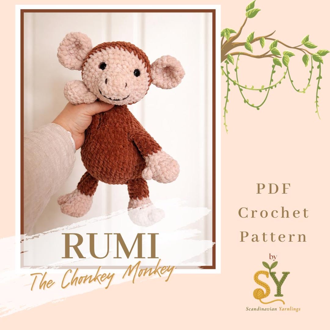 Rumi the Chonkey Monkey Amigurumi | No-sew Monkey Crochet Pattern PDF ...