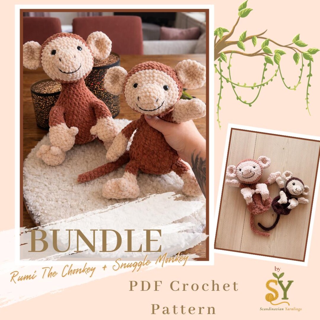 Rumi Ryu Patterns Rumi Monkey Crochet Patterns Bundle: No-sew Amigurumi Plush PDF - Etsy
