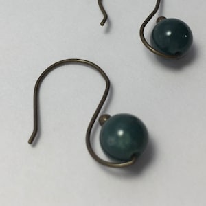 Green, Brass, Jasper, Wire Earrings, Handmade, Wire Jewelry, Fancy Jasper, Antique Brass, Boho Earrings, Minimalist Jewelry, Boho Jewelry