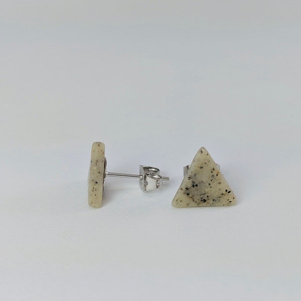 Faux Stone Triangle Stud Earrings, Granite Earrings, Minimalist Stud Earrings, Minimalist Jewelry, Triangle Earring,Clay Earrings,Clay Studs