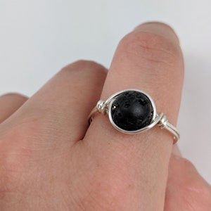 Essential Oil Diffuser Ring, Silver Diffuser Ring, Wire Wrapped Ring, Customizable Ring, Diffuser Jewelry,Handmade Ring,Lava Stone,Lava Ring