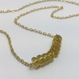 Layering Gold Glass Necklace, Honey Bar Necklace, Minimalist Necklace, Gold Necklace, Gold, Gold Bar Necklace, Boho Necklace, Gift for Women