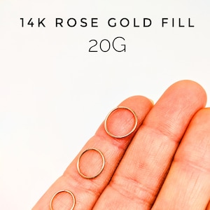 14K Rose Gold Fill Nose Ring Hoop, Seamless Ring, Body Jewelry, Gold Nose Ring, Silver Nose Ring, Rose Gold Nose Ring, Tiny Hoop, Rose Gold