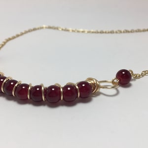 Boho Necklace, Red Bead, Glass Beads, Gold, Gold Necklace, Beads Necklace, Gold Bar Necklace, Wire Wrapped, Wire Wrap Jewelry, Birthday Gift