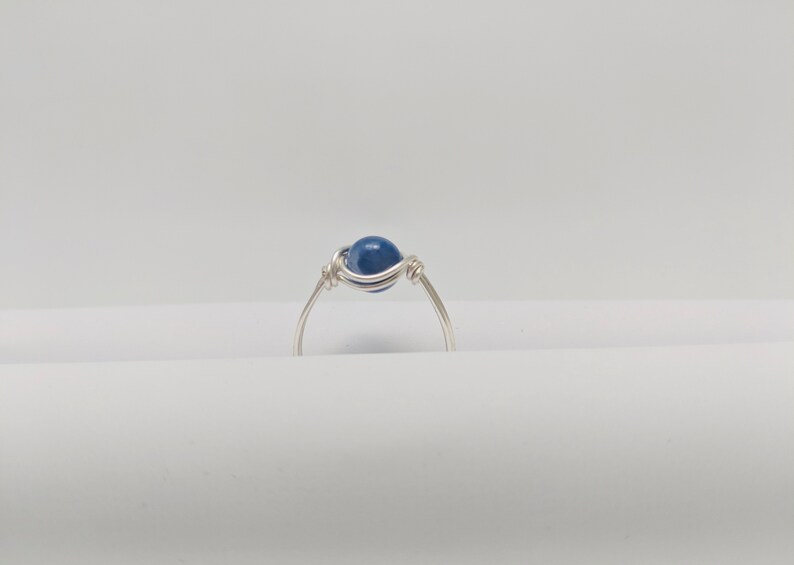 Minimalist Ring Wire Wrap Ring Aventurine Ring Blue Jewelry Handmade Ring Customizable Ring Silver Ring Tiny Blue Aventurine Ring