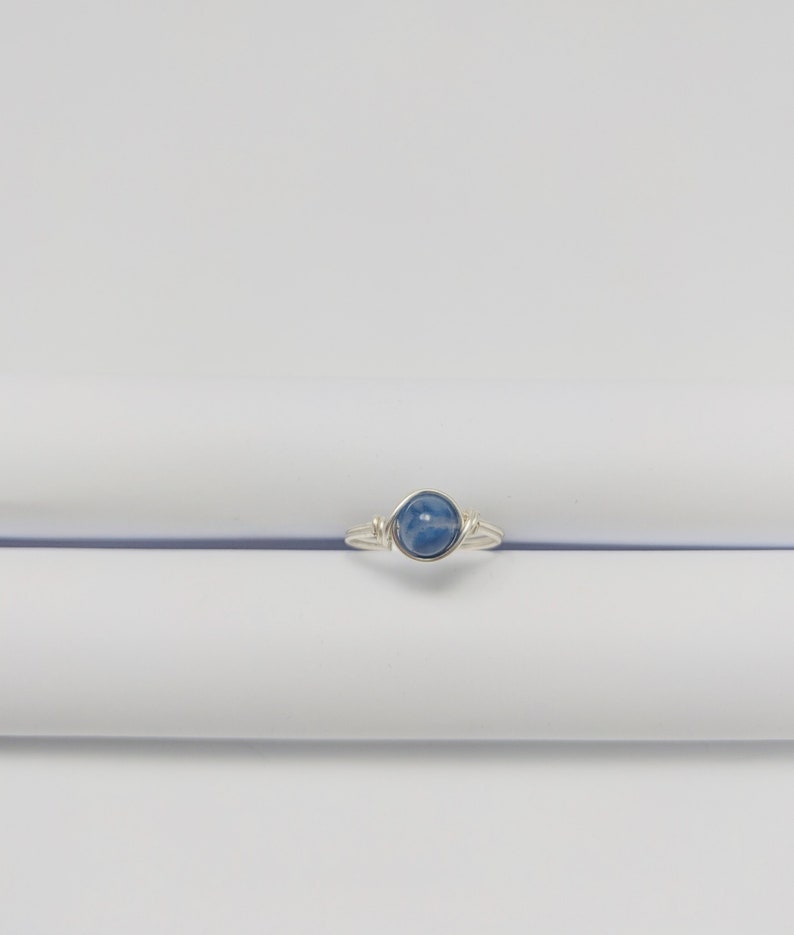 Minimalist Ring Wire Wrap Ring Aventurine Ring Blue Jewelry Handmade Ring Customizable Ring Silver Ring Tiny Blue Aventurine Ring