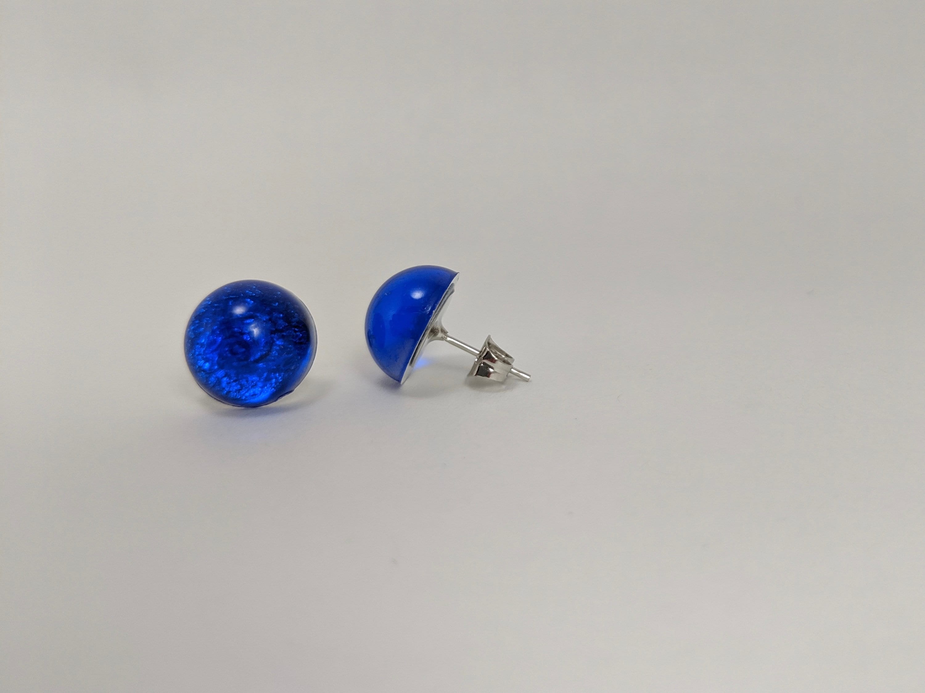 Cobalt Blue Foil Stud Earrings True Bright Blue Studs Royal Blue Jewelry handmade Earring dome Globe Half Circle Lightweight Post Earring Etsy Ireland