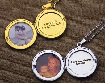 Tiny Silver Round Locket, Personalized Round Locket Necklace, locket with Photo, Memorial Gift For Her, Couple Jewelry, Gift For Wife