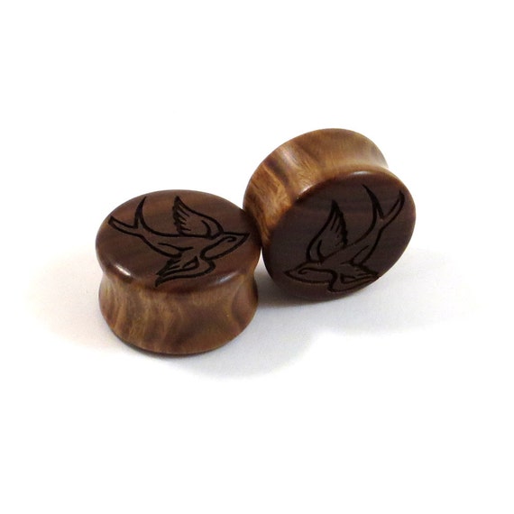 1 Pair Light Brown Verawood Single Flare Natural Organic Wood Ear Gauges Plugs 06mm