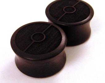 Ebony Ball Wooden Plugs PAIR 2g 0g 00g 000g 7/16" (11mm) 1/2" (13mm) 9/16" (14mm) 5/8" 16 mm 17.5mm 3/4" 7/8" 1" and up Wood Poke Gauges