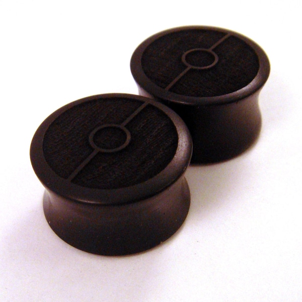 Ebony Ball Wooden Plugs PAIR 2g 0g 00g 000g 7/16" (11mm) 1/2" (13mm) 9/16" (14mm) 5/8" 16 mm 17.5mm 3/4" 7/8" 1" and up Wood Poke Gauges