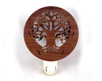 Tree of Life Wooden Night Light - Sustainably Harvested Walnut Wood Nightlight