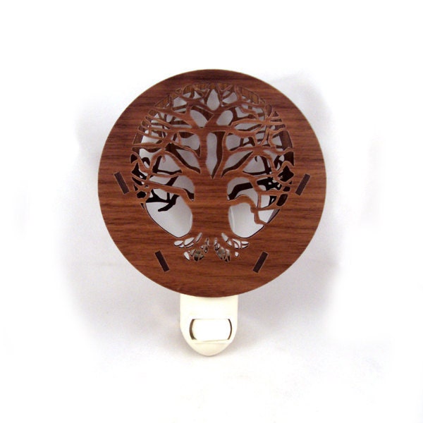 Veilleuse en bois Tree of Life - Veilleuse en bois de noyer récolté de manière durable