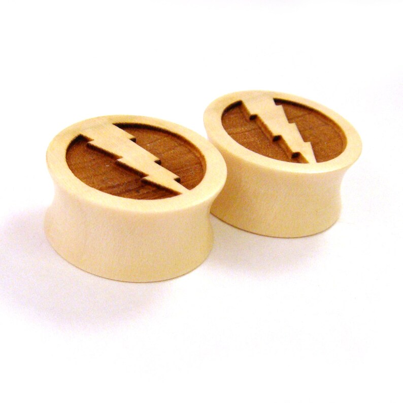 Lightning Bolt Holly Wooden Ear Plugs 0g 00g 000g 7/16 Etsy