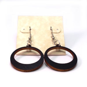 Sustainable Wooden Hook Earrings Hoops Sustainably Harvested Walnut Wood Dangle Earrings 2 Sizes image 8